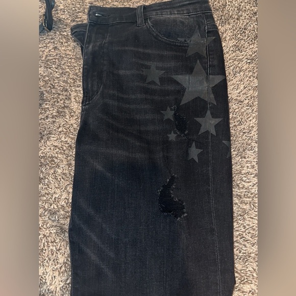 Black Vervet Distressed Skinny Jeans - Picture 2 of 5